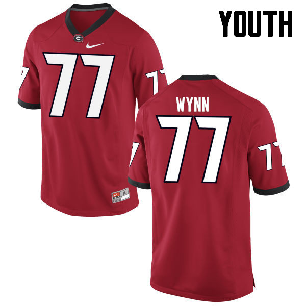 Georgia Bulldogs Youth Isaiah Wynn #77 Red Stitched College UGA Football Jersey 23UT015DZ